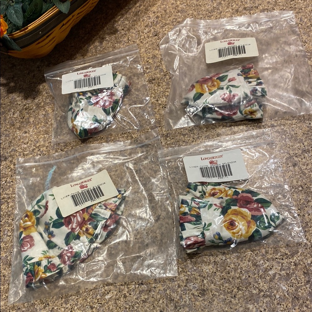 4 Longaberger Thyme Fabric Basket Liners Garden Splendor Floral